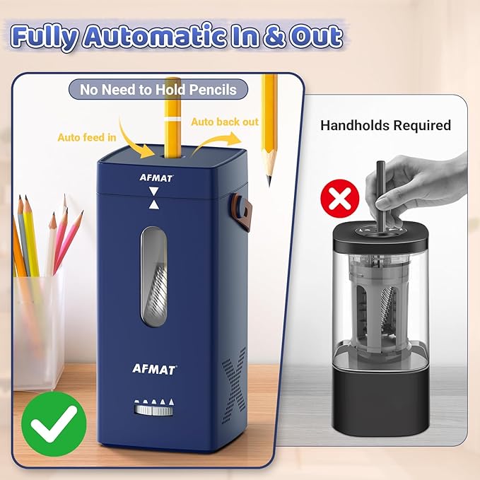 AFMAT Electric Pencil Sharpener, Fully Automatic Pencil Sharpener, Auto in & Out - Image 2
