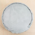 asuprui round ottoman pouf foot stool, light gray showing dimensions