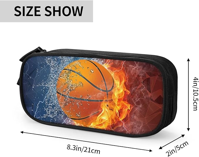 Basketball Pencil Case for Sports Boys Girls, High Capacity Cool Black Pencil - Image 3