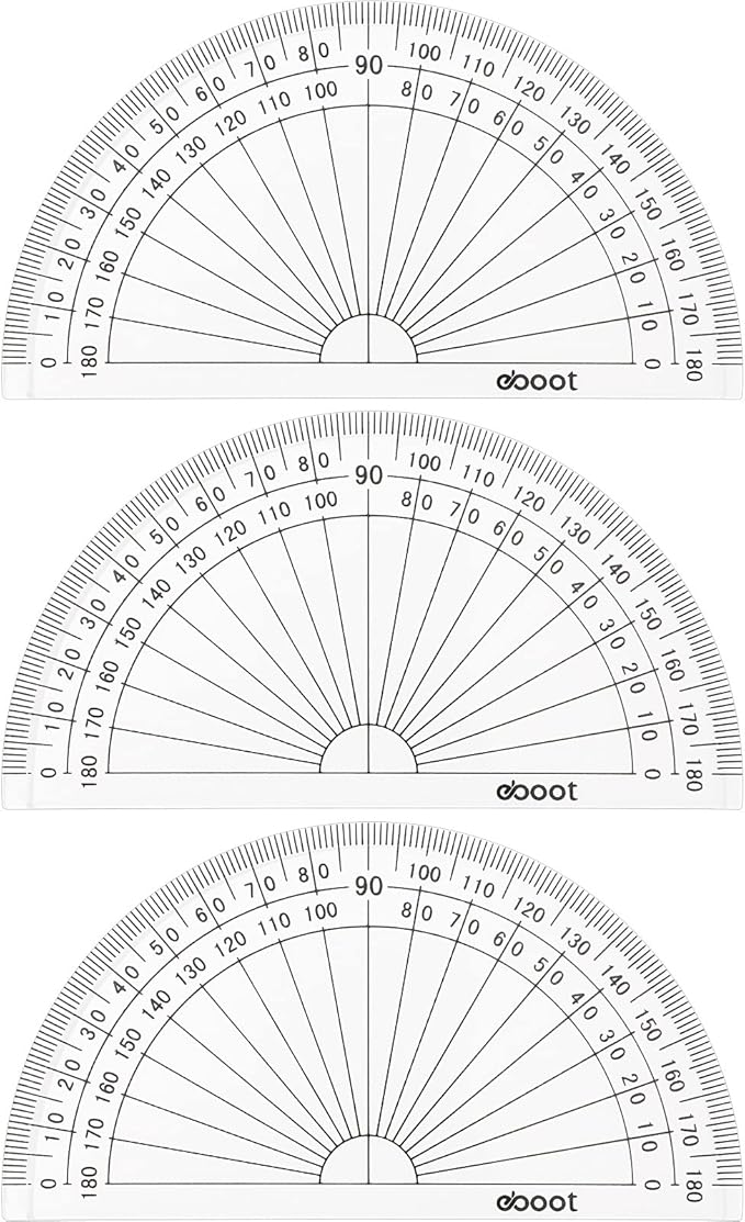 Zonon 3 Pcs 4 Inch Clear Plastic Protractor Bulk Math Protractors Set 180 - Image 9