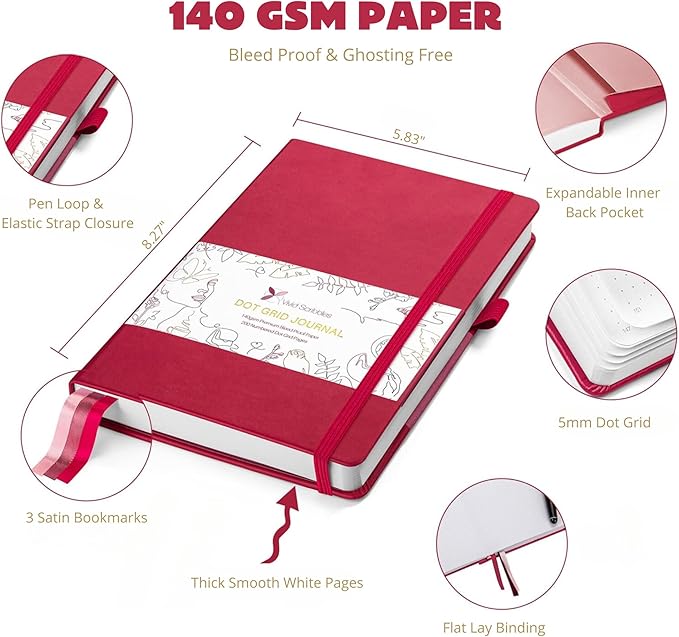 VIVID SCRIBBLES Dotted Journal – 140gsm Bleed Proof Thick White Paper – 200 - Image 3
