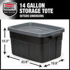 Rubbermaid Heavy Duty Black Storage Bins Plastic Totes - Image 2