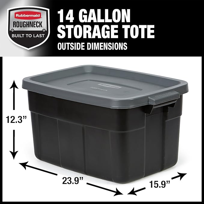 Rubbermaid Heavy Duty Black Storage Bins Plastic Totes - Image 2