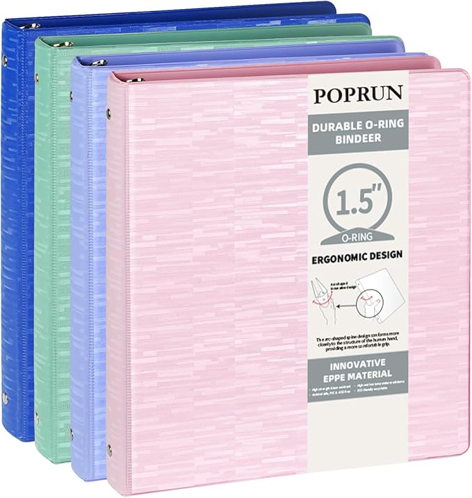 POPRUN 3 Ring Binder 1.5 Inch, Holds 325 Sheets of 8.5 x 11 Paper, Extra by POPRUN