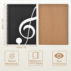 Music Notebook 2 Pack, 100 Sheets/200 Pages Blank Sheet Music Notebook - Image 2
