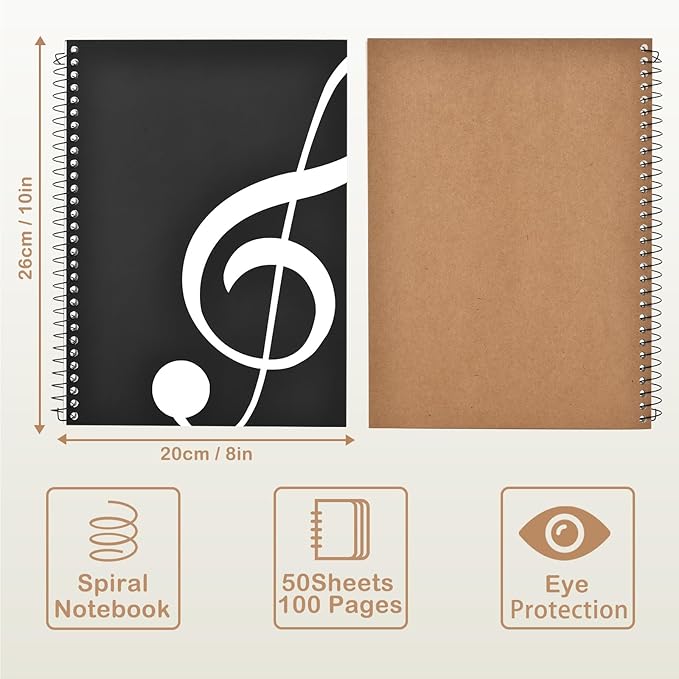 Music Notebook 2 Pack, 100 Sheets/200 Pages Blank Sheet Music Notebook - Image 2