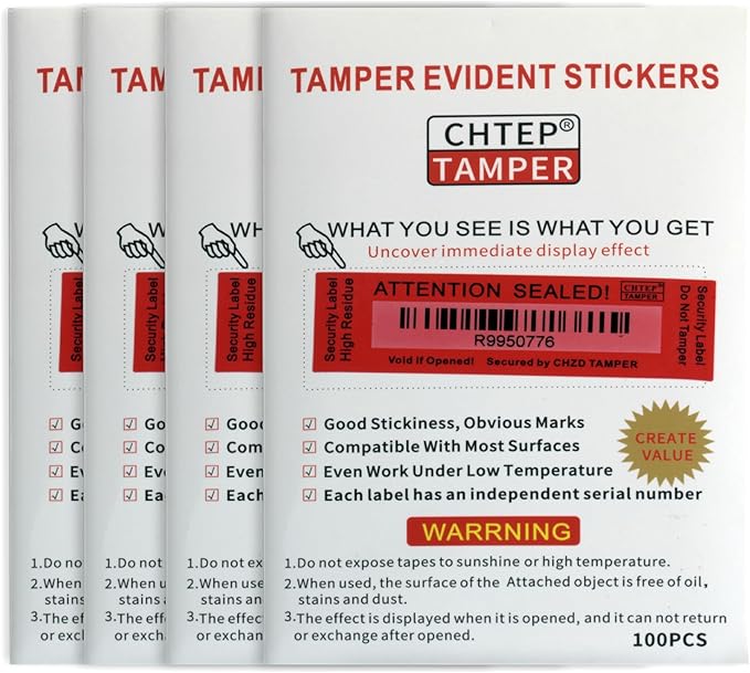 ChtepTamper 100 Pieces Total Transfer Tamper-Evident Stickers Security Labels - Image 2