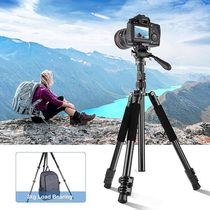 PULUZ 64"/164cm Video Tripod, Metal Camera Tripod - Image 6