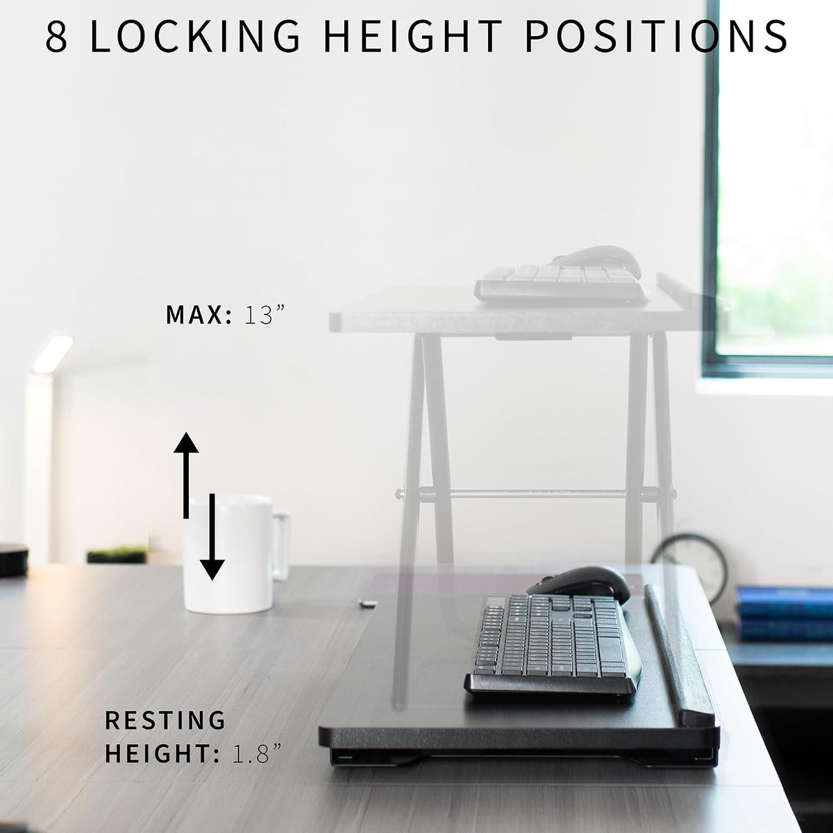 VIVO Black 27 in Single Top Keyboard and Mouse Riser, DESK-V000P