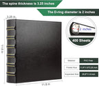LETVPVOW Vintage Hardback 3 Ring Binder 2 Inch, Professional Leather Binders 2 - Image 2