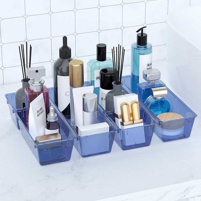 WOWBOX 6 Pack Clear Drawer Organizer Set, Acrylic Drawer Storage Trays - Image 6
