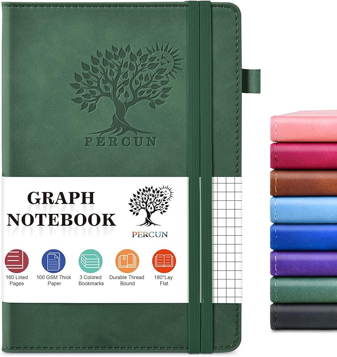 PERCUN Graph Paper Notebook, 160 Pages Grid Journal by PERCUN