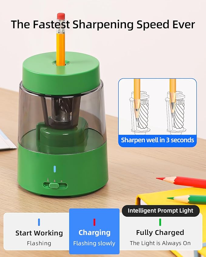 ZMOL Electric Rechargeable Pencil Sharpener, Automatic Pencil Sharpeners Kids - Image 6