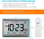 Wall Clock Atomic with Indoor Outdoor Temperature Battery Powered, Easy Reading - Image 5
