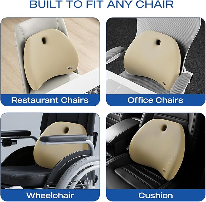 Skechers Lumbar Support Pillow for Office Chair, Memory Foam Lumbar Pillow - Image 6
