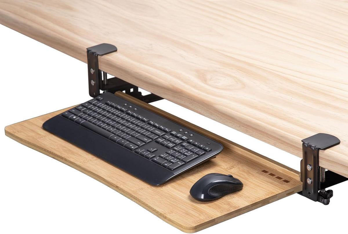 D'vine Dev Keyboard Tray Under Desk with Wrist Rest, Bamboo Wood Keyboard...