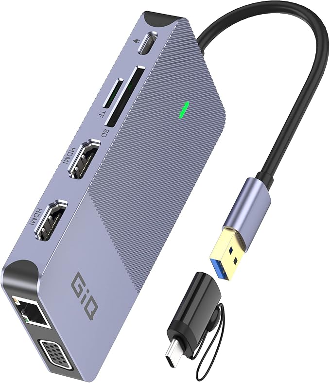 USB Docking Station GIQ USB C HUB USB 3.0 to Dual HDMI VGA Adapter Triple by GIQ