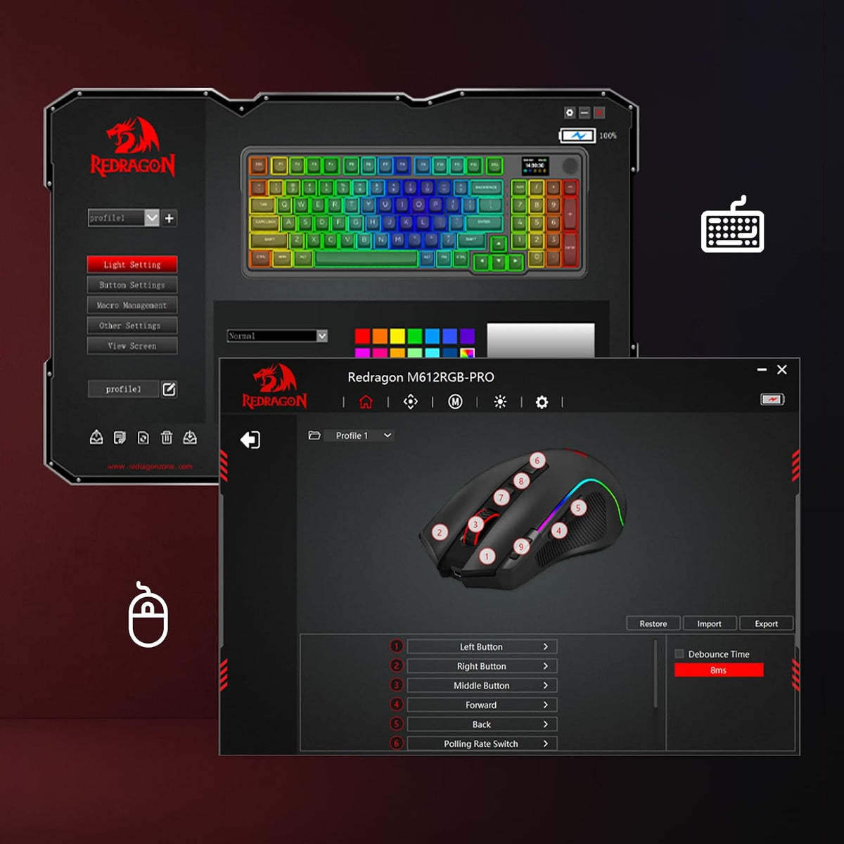 Redragon Anime Keyboard & Mouse Combo, K719 PRO KB + M612AK 8000 DPI Mice