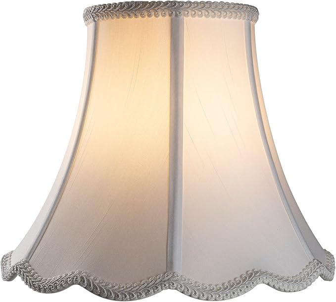 Bell Lamp Shade, Saangseon White Scalloped Lampshade Replacement, Lamp Harp - Image 4