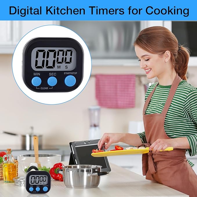 Leumoi 24 Pcs Digital Kitchen Timers Magnetic Back Timers Bulk Large Screen - Image 4
