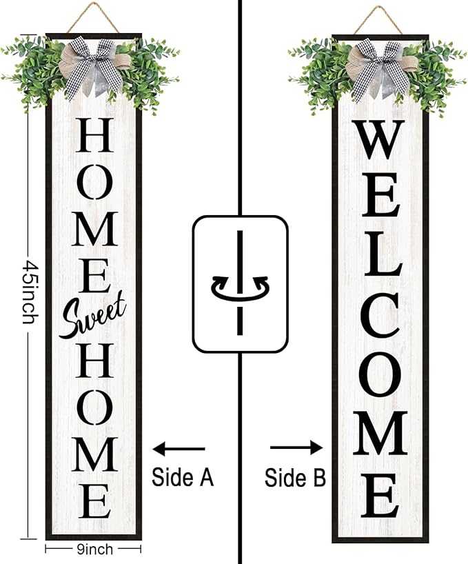 Double-sided Welcome Wooden Sign Stand - Image 3