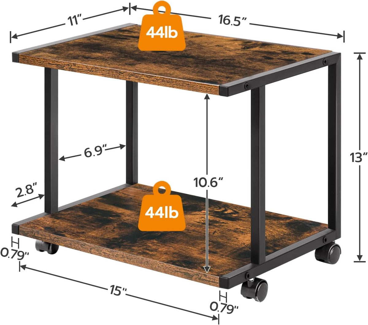 HOOBRO Under Desk Printer Stand, 2-Tier Industrial Printer Cart with Storage ...