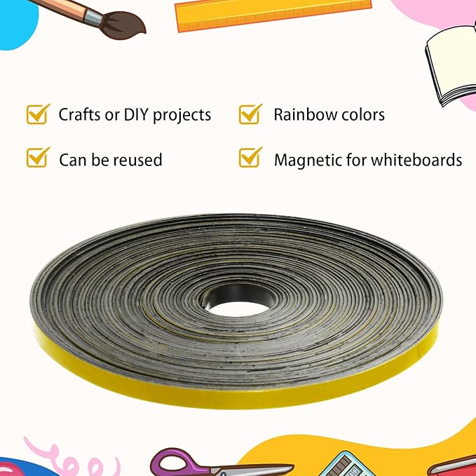 AmazingSpark Magnetic Tape Roll Thin Strips, 1/4 Inch x 33 Feet Magnetic Board - Image 4
