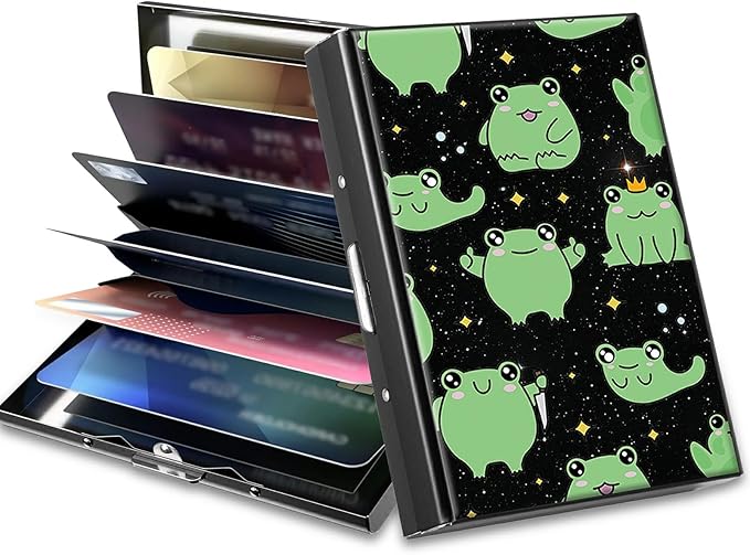 BWEGRHE Slim Credit Card Holder, Princess Frog RFID Blocking Metal Wallet by BWEGRHE