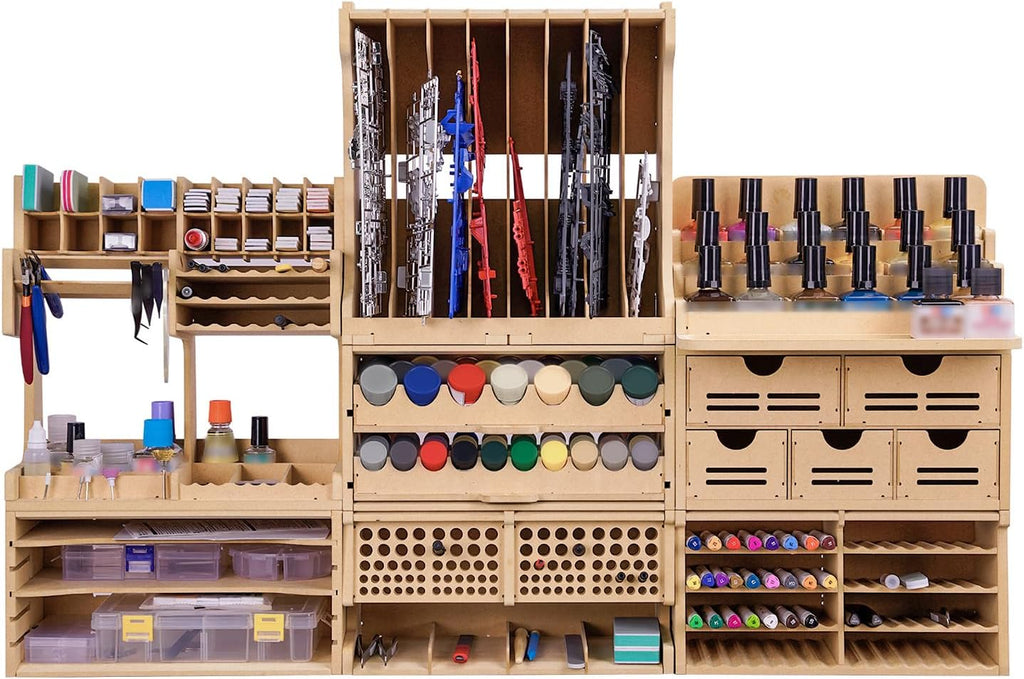 wooden model kit tool organizer storage rack, paint, main product view