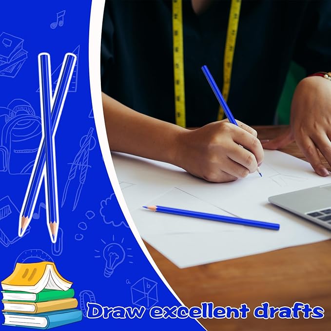 sqzrmdcg 36 PCS Blue Colored Pencils, Pre-sharpened Professional Wooden Art - Image 4