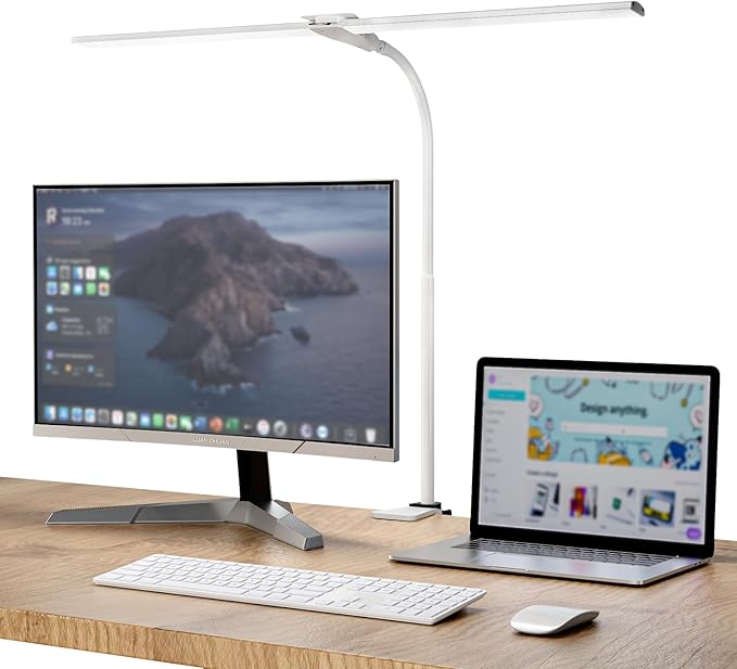 Hensam LED Desk Lamp with Clamp, Double Head Desk Light by Hensam