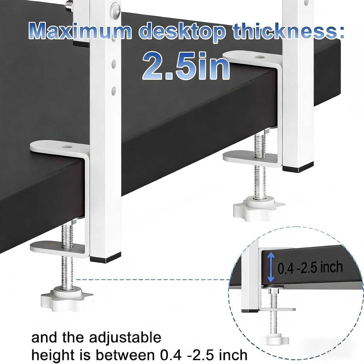 Spacrea 2 Tier Clamp on Desk Shelf (White)