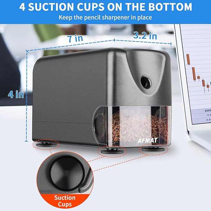 AFMAT Heavy Duty Electric Pencil Sharpener, Auto Stop Classroom Pencil - Image 6