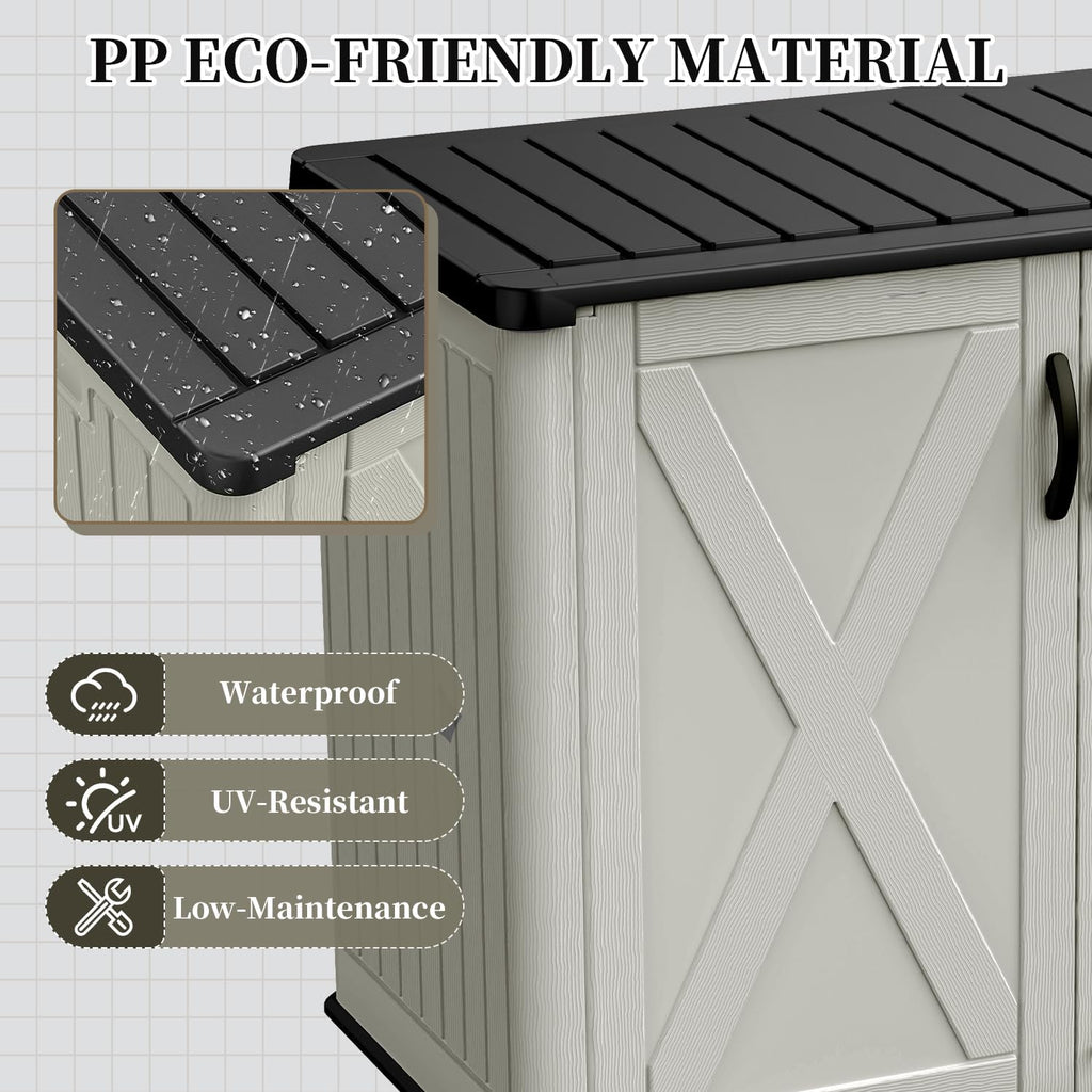 patiowell resin outdoor storage cabinet, 26 cu.ft horizontal, side view