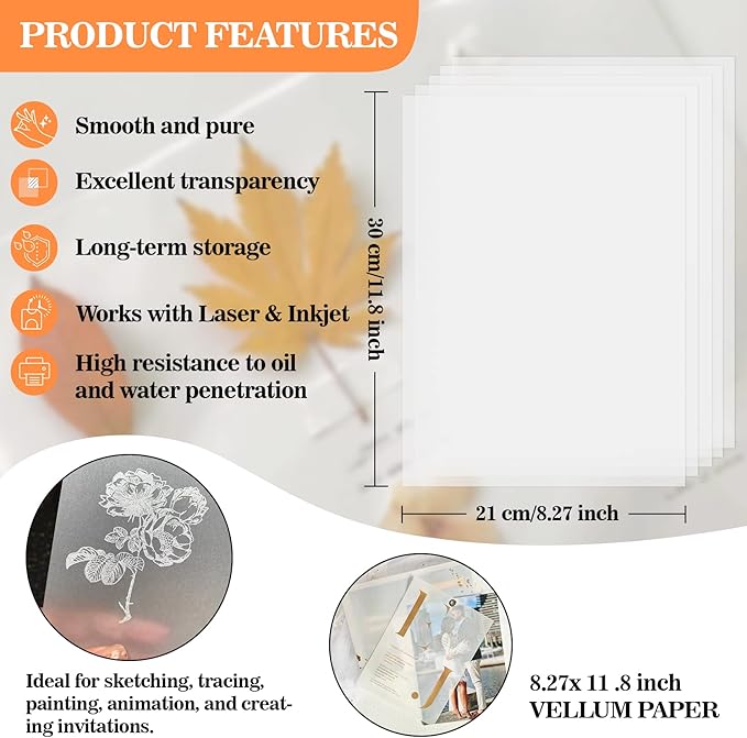 Vellum Paper 8.27 x 11.8 Translucent-Printable - Image 2