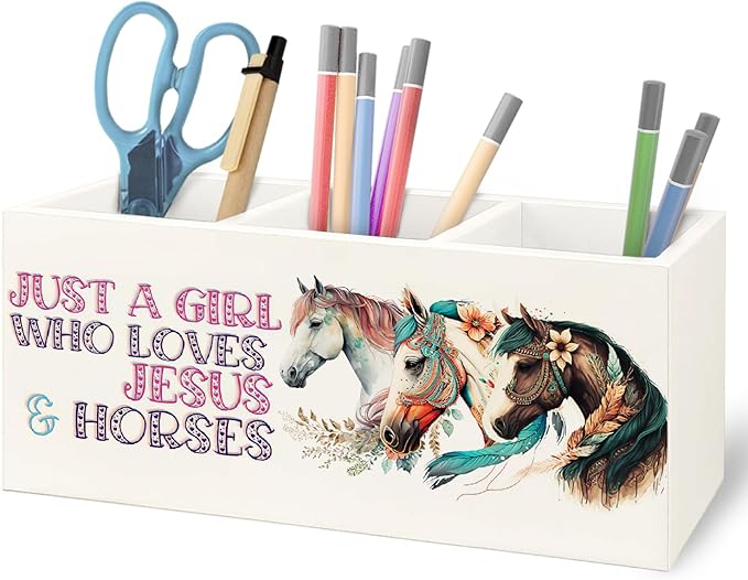 URLLUAE Horse Gifts for Girls Women Wooden Pen Pencil Holder for Office Desk by Unknown