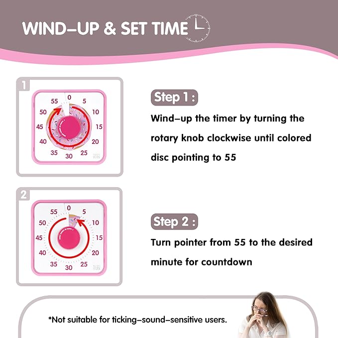 TWENTY5 SEVEN Countdown Timer 7.5 inch, 60 Minute 1 Hour Visual Timer - Image 3