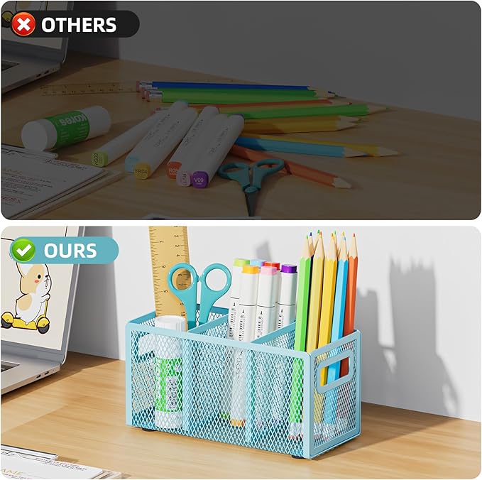 Marbrasse Mesh Pen Holder for Desk, Pencil Holder Desk Organizer 3 Adjustable - Image 5