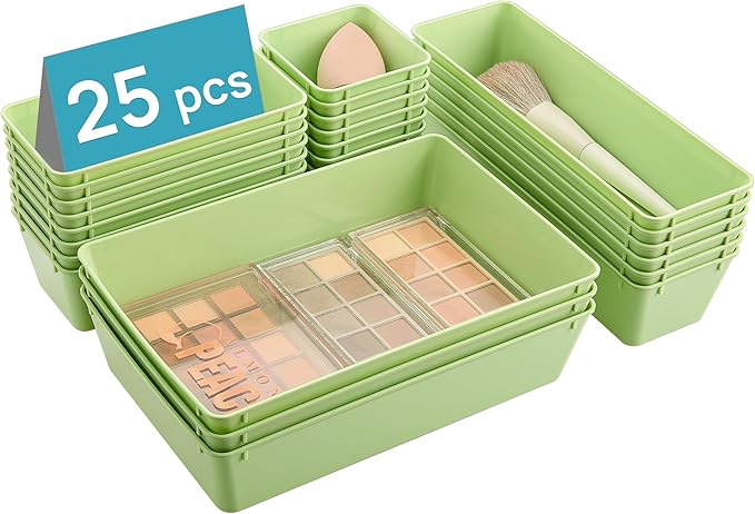 Vtopmart 25 PCS Plastic Drawer Organizers Set, 4-Size Versatile Bathroom and by Vtopmart