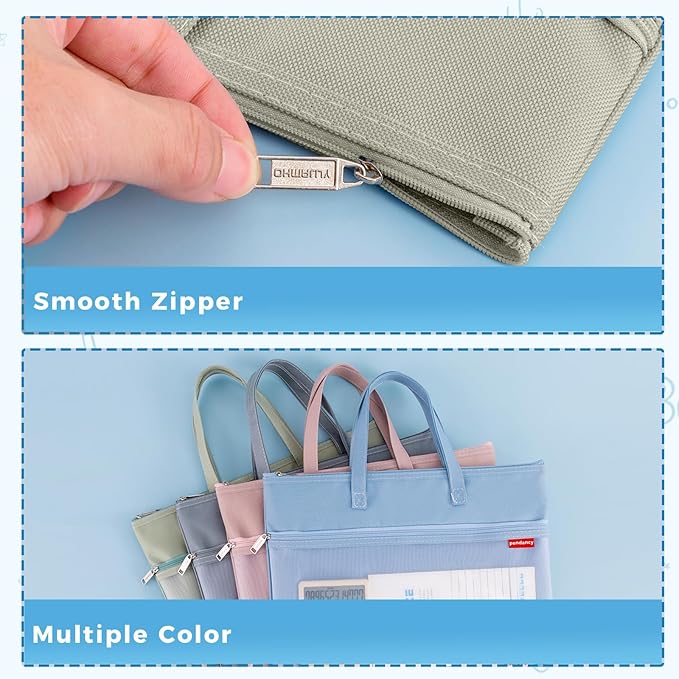 Pendancy Mesh Zipper Pouch A4 Size, Large Double Pocket Waterproof File Bag - Image 5