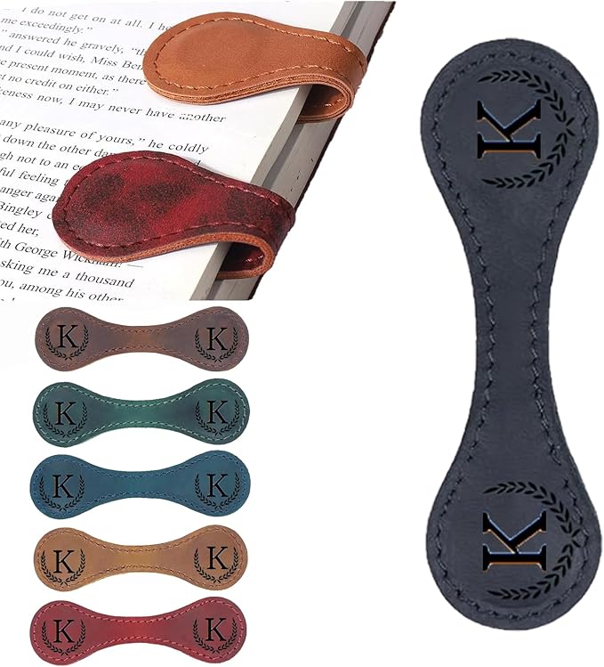 Artlaza Personalized Magnetic Leather Bookmark, 26 Letters Custom Leather by Artlaza
