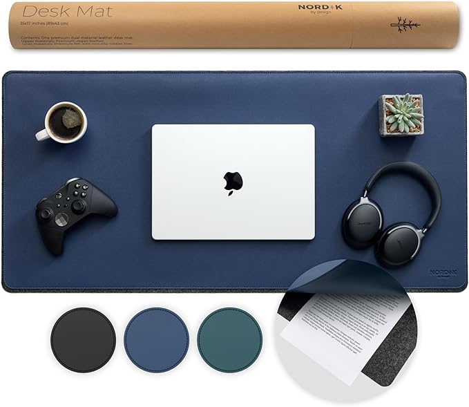 Nordik Felt and Leather Desk Mat Non-Slip by NordikByDesign