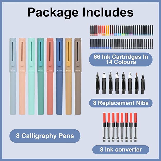GC QUILL Calligraphy Pen Set 74pcs- 8 Calligraphy Fountain Pens - Image 5