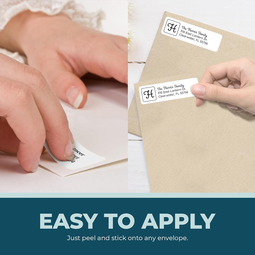 Personalized Return Address Labels - Custom Monogram Address Stickers on Sheets (100-1000 Labels)