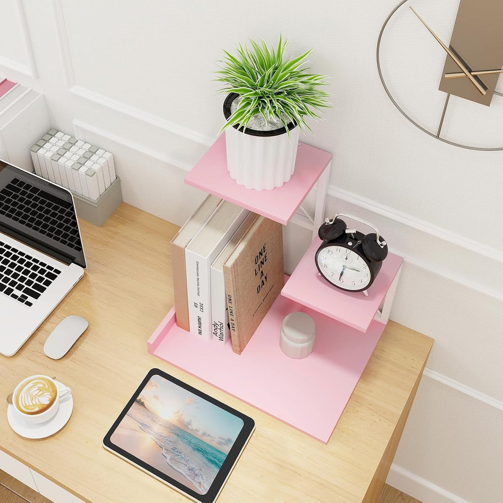 eliteroo desktop shelf, aesthetic desk organizer table top, view 9