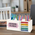 URLLUAE Mental Health Wooden Pen Pencil Holder - Image 3