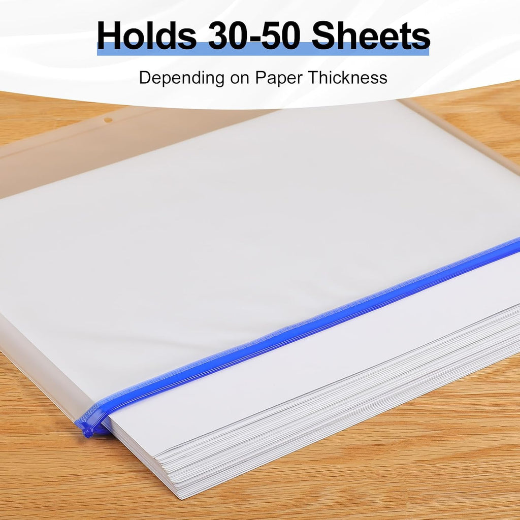 KTRIO 24 Pack Binder Pockets, 8.5 x 11 Colored Zipper Pouches for Binders | Thickened PVC Document Folders, 3 Holes Pre-Punched Fits Standard Binder Letter-Size Paper Storage, Business Office Supplies