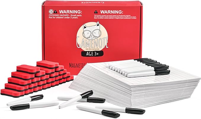 GAMENOTE White Board Dry Erase, Small Magnetic Lined White Board Set, Double - Image 7