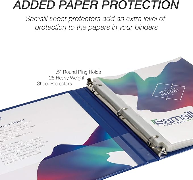 Samsill Durable .5 Inch Binder, Made in the USA, Round Ring Customizable Clear - Image 7