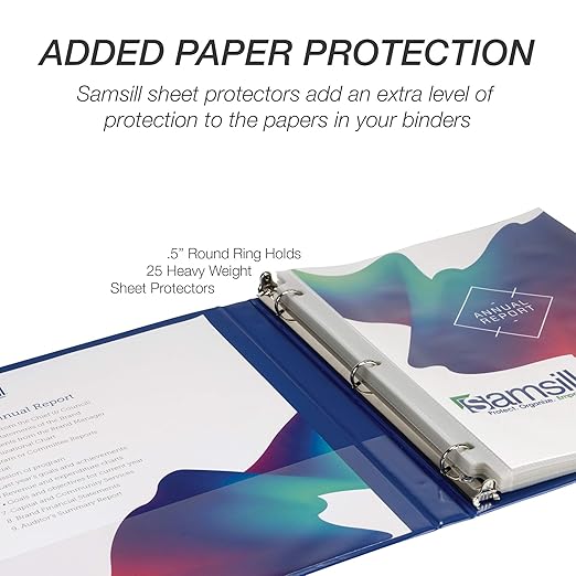 Samsill 0.5 Inch 3 Ring Binders, Made in USA, Economy Round Ring, 100 Sheet - Image 7